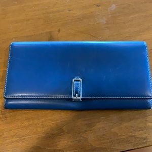 Coach leather blue with green interior wallet